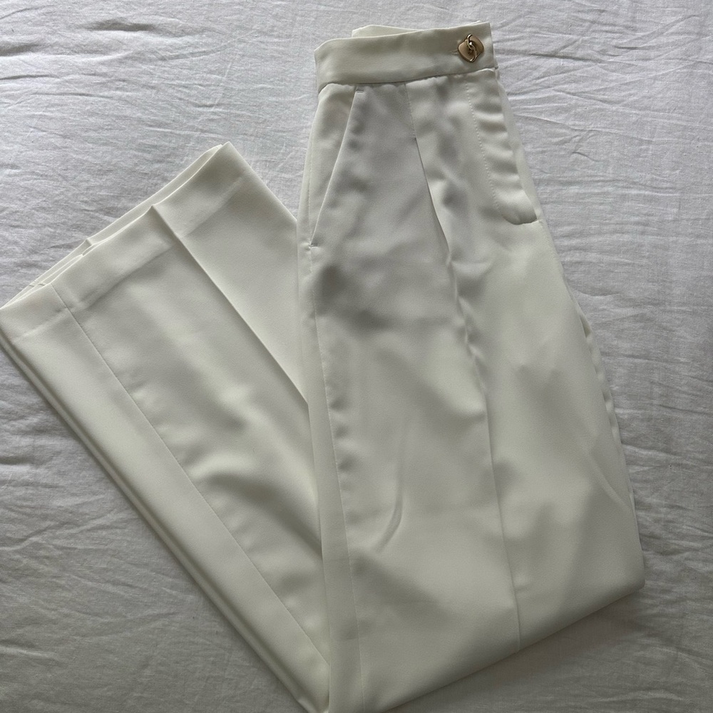 NWT Zara White Cream Wide Leg Pants Trousers XS